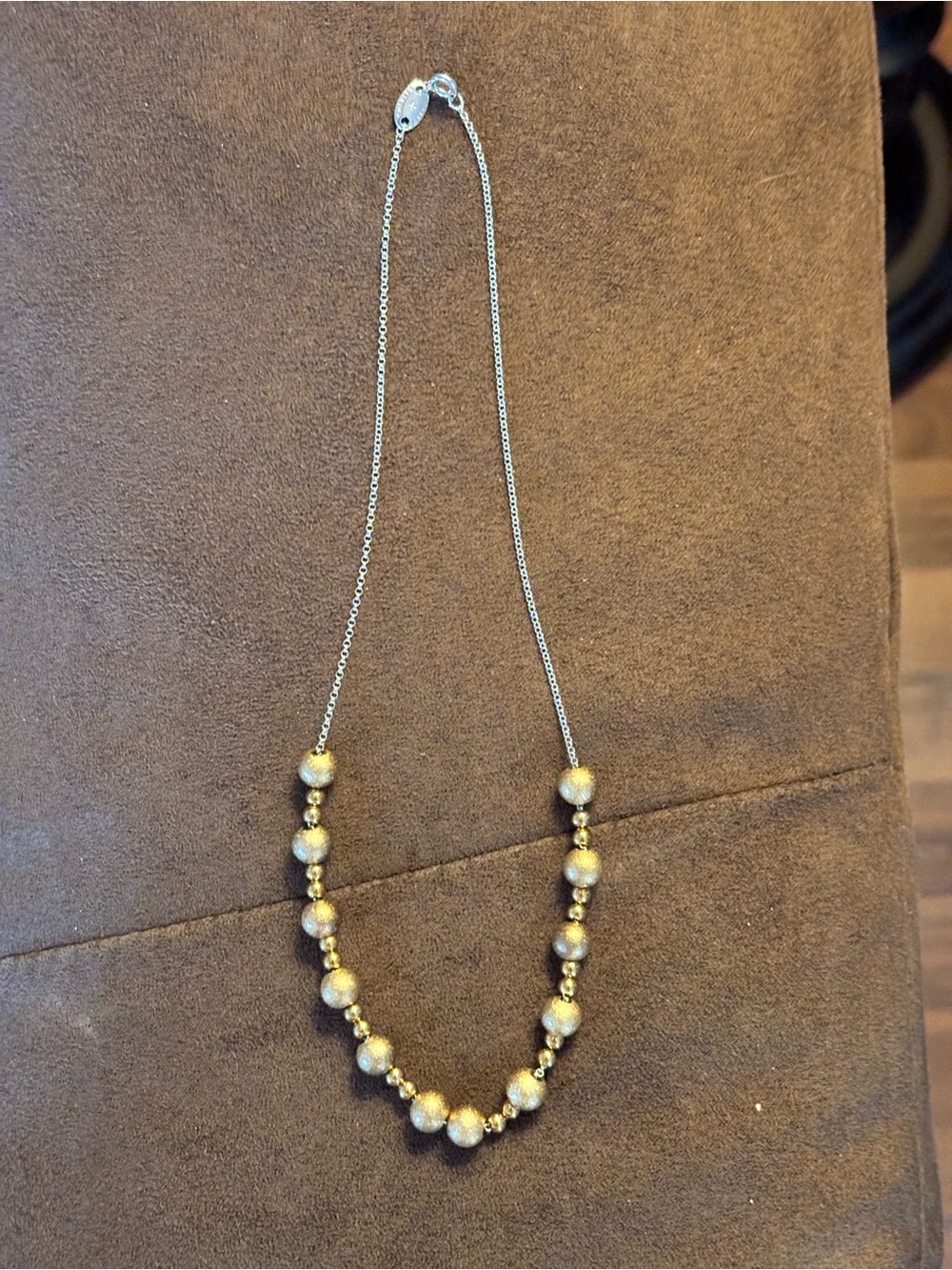 Waterproof and tarnish proof Bead Necklace with .925 sterling chain .